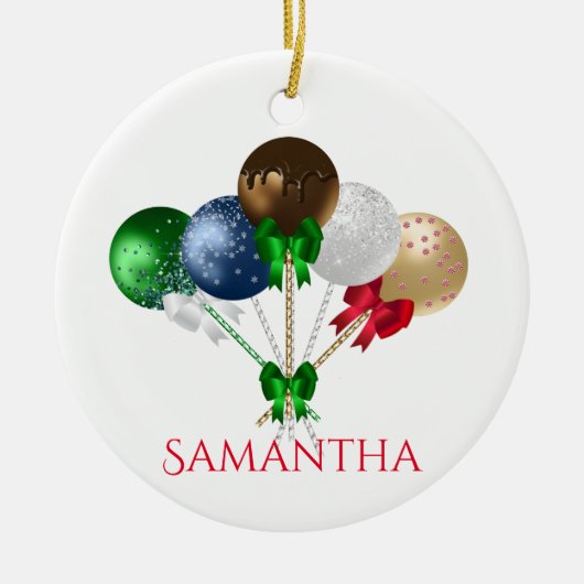 おもしろいクリスマスケポップ・アートのーカラフルキ セラミックオーナメント (正面)