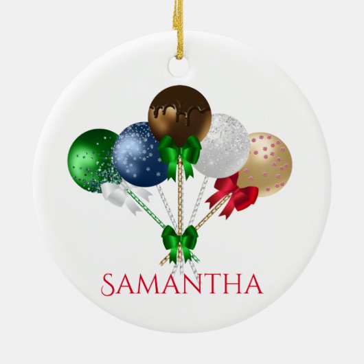 おもしろいクリスマスケポップ・アートのーカラフルキ セラミックオーナメント (裏面)