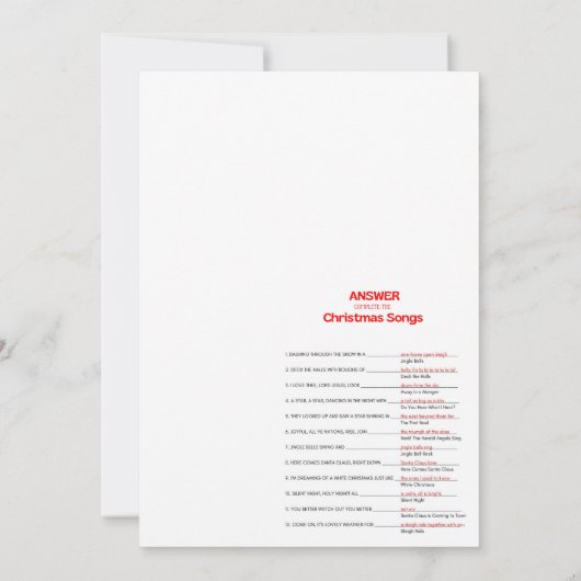 おもしろいクリスマスゲーム – 編集不可 –  招待状 (裏面)