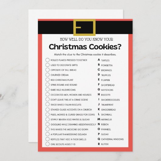 おもしろいクリスマスゲーム – 編集不可 –  招待状 (正面/裏面)