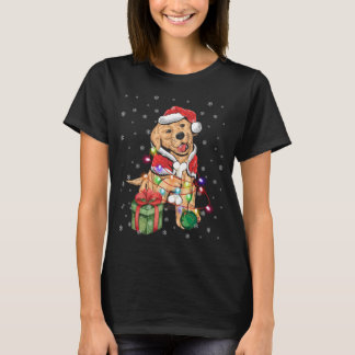 おもしろいクリスマスゴールデンドゥールサンタハットライツクマ Tシャツ