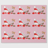 おもしろいクリスマスサンタとトナカイの漫画 ラッピングペーパー (フラット)