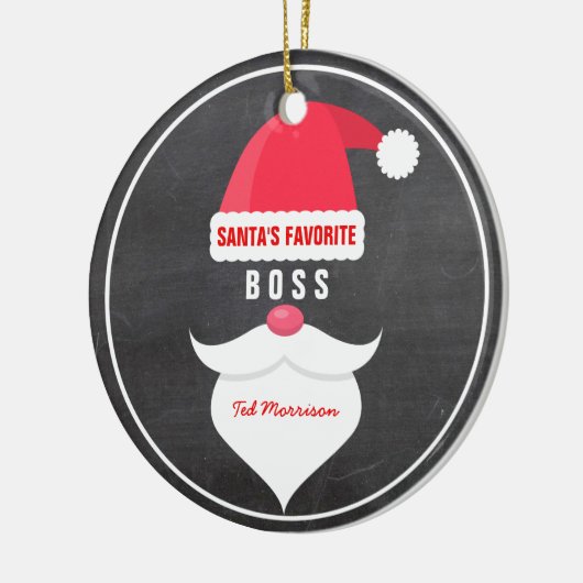 おもしろいクリスマスサンタのお気に入りのボスカスタム セラミックオーナメント (左)