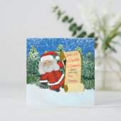 おもしろいクリスマスサンタのギフト一覧ホリデーカード 招待状 (スタンド正面)