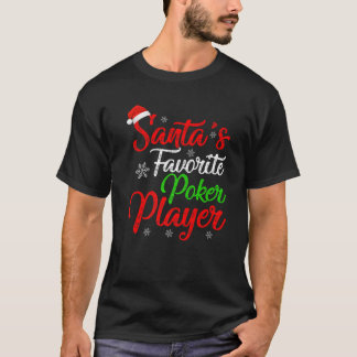 おもしろいクリスマスサンタのトランプのポーカー選手お気に入りのクリスマス Tシャツ