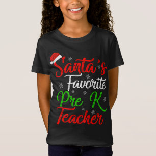 おもしろいクリスマスサンタのプレKお気に入りの先生クリスマ Tシャツ