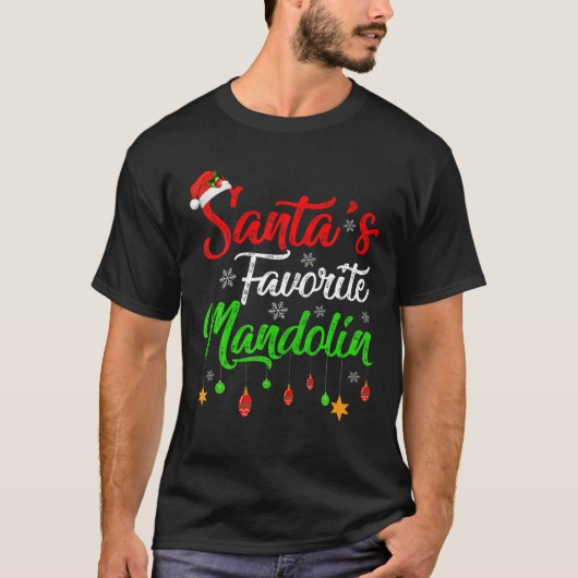おもしろいクリスマスサンタのマンドリンお気に入りのクリスマス Tシャツ (正面)