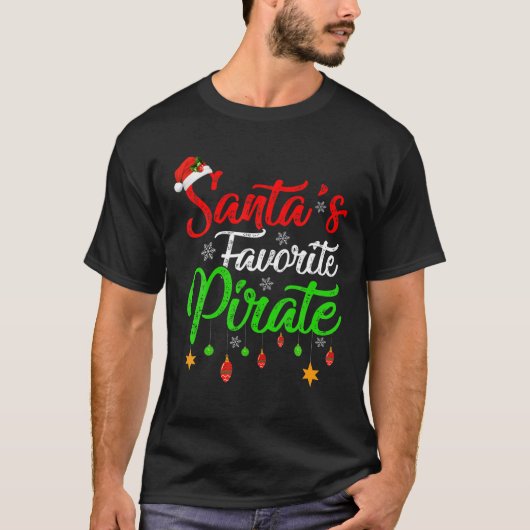 おもしろいクリスマスサンタの海賊お気に入りのクリスマス Tシャツ (正面)