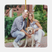 おもしろいクリスマスサンタの犬のお気に入りのパパ写真 セラミックオーナメント (裏面)