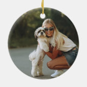 おもしろいクリスマスサンタの犬の母お気に入りのの写真 セラミックオーナメント (裏面)