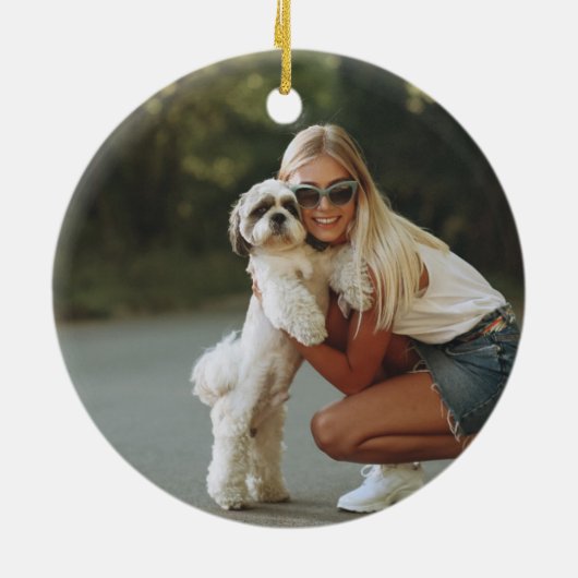 おもしろいクリスマスサンタの犬の母お気に入りのの写真 セラミックオーナメント (裏面)