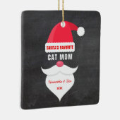 おもしろいクリスマスサンタの猫のマお気に入りのマ写真 セラミックオーナメント (右)