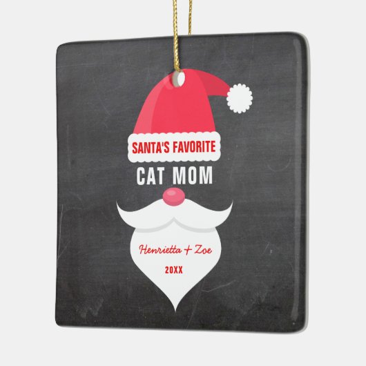 おもしろいクリスマスサンタの猫のマお気に入りのマ写真 セラミックオーナメント (左)