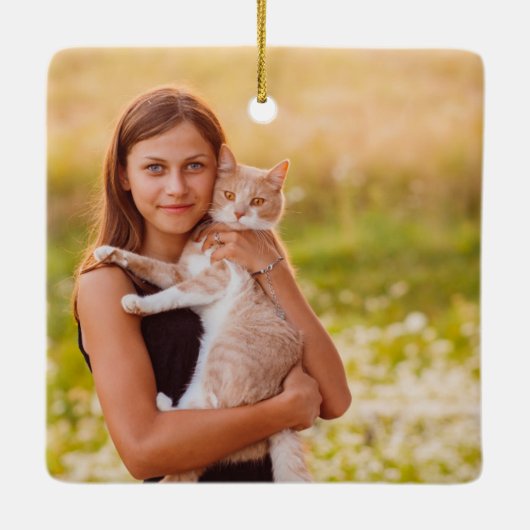 おもしろいクリスマスサンタの猫のマお気に入りのマ写真 セラミックオーナメント (裏面)