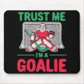 おもしろいクリスマスサンタアイスホッケーゴールテンダーゴアリー マウスパッド (正面)