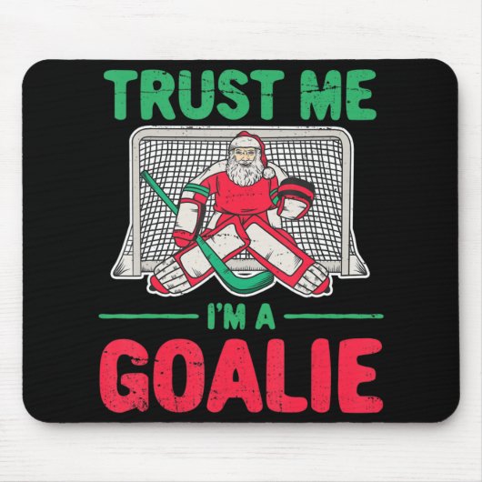 おもしろいクリスマスサンタアイスホッケーゴールテンダーゴアリー マウスパッド (正面)