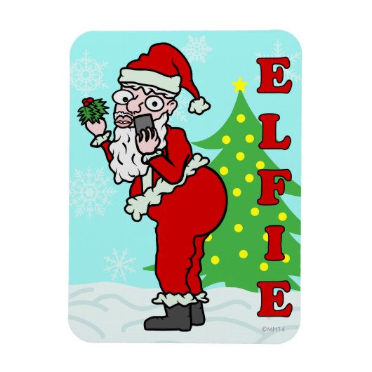 おもしろいクリスマスサンタエルフィー マグネット (縦)
