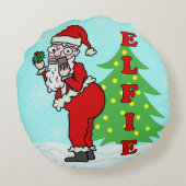 おもしろいクリスマスサンタエルフィー ラウンドクッション (裏面)