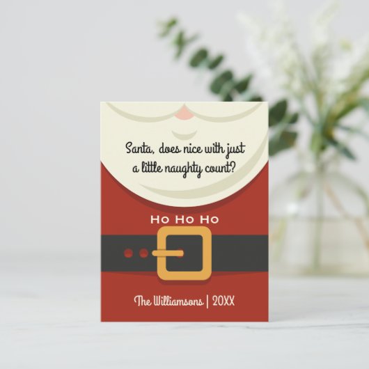 おもしろいクリスマスサンタクロースいけな&ニースホリデー シーズンポストカード (スタンド正面)