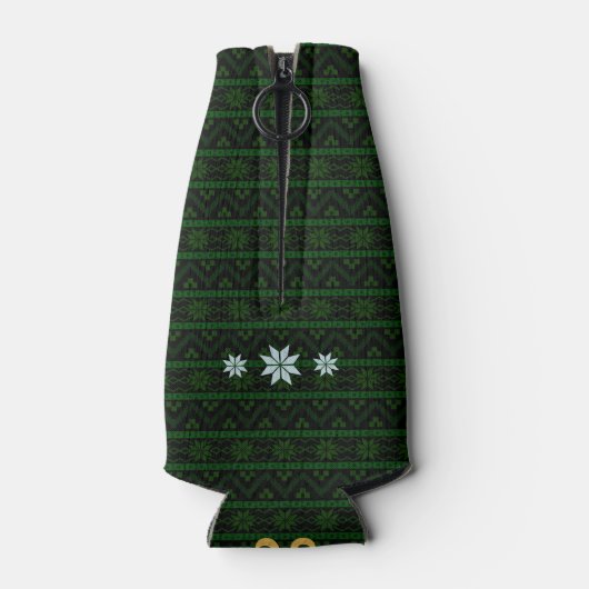 おもしろいクリスマスサンタクロースのビアユーモアモノグラムの ボトルクーラー (裏面)