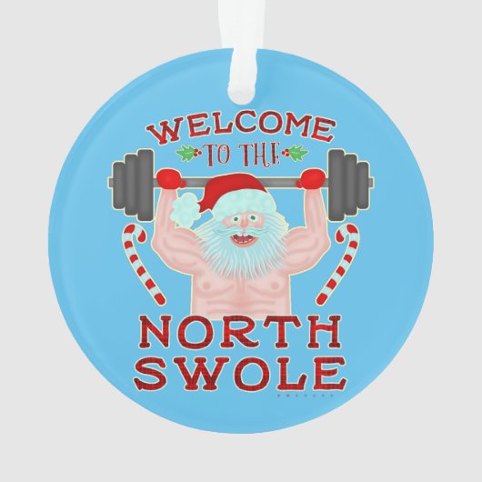 おもしろいクリスマスサンタクローススワールウエイトリフター オーナメント (裏面)