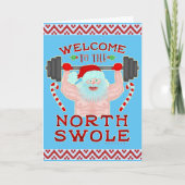 おもしろいクリスマスサンタクローススワールウエイトリフター シーズンカード (正面)