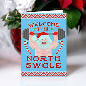 おもしろいクリスマスサンタクローススワールウエイトリフター シーズンカード