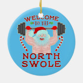おもしろいクリスマスサンタクローススワールウエイトリフター セラミックオーナメント (裏面)
