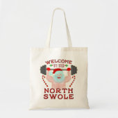 おもしろいクリスマスサンタクローススワールウエイトリフター トートバッグ (正面)