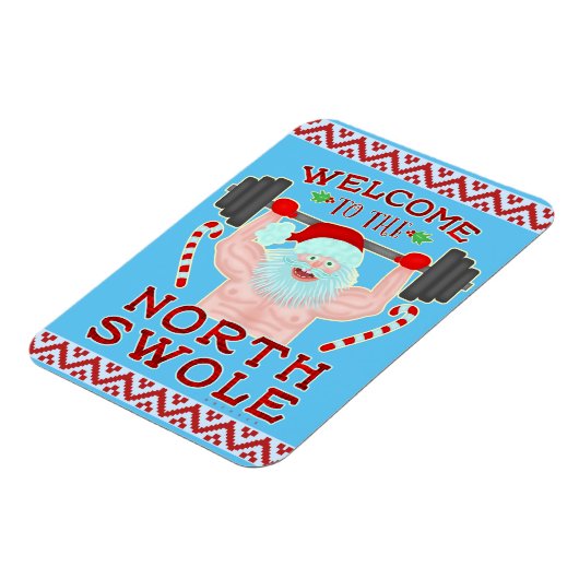 おもしろいクリスマスサンタクローススワールウエイトリフター マグネット (左側)