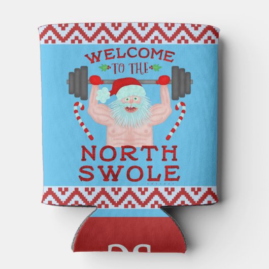 おもしろいクリスマスサンタクローススワールウエイトリフター 缶クーラー (裏面)