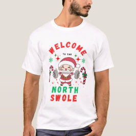 おもしろいクリスマスサンタクローススワールウエイトリフター Tシャツ