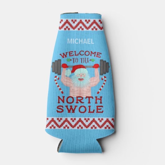 おもしろいクリスマスサンタクローススワールウエートリフティング ボトルクーラー (正面)