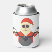 おもしろいクリスマスサンタクロースバイクバイクもしくは自転車に乗る人ハーレー 缶クーラー (缶正面)