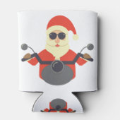 おもしろいクリスマスサンタクロースバイクバイクもしくは自転車に乗る人ハーレー 缶クーラー (裏面)