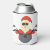 おもしろいクリスマスサンタクロースバイクバイクもしくは自転車に乗る人ハーレー 缶クーラー (缶裏面)