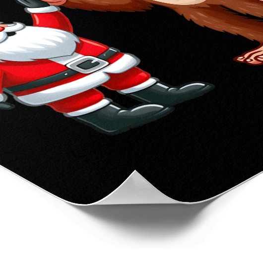 おもしろいクリスマスサンタクロースビッグフートハイフィビングXm ポスター (角)