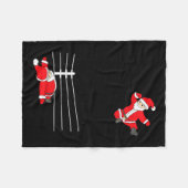 おもしろいクリスマスサンタクロースレスリングクリスマス フリースブランケット (正面(横))