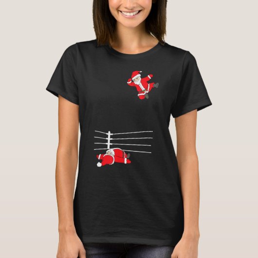 おもしろいクリスマスサンタクロースレスリングクリスマス Tシャツ (正面)