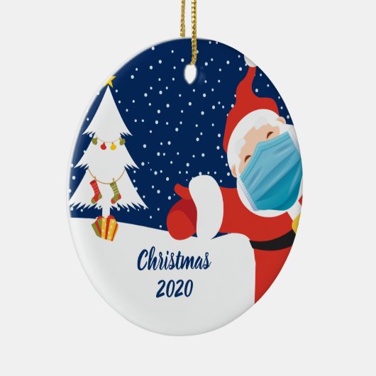 おもしろいクリスマスサンタクロース顔マスク セラミックオーナメント (右)