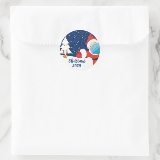 おもしろいクリスマスサンタクロース顔マスク ラウンドシール (バッグ)