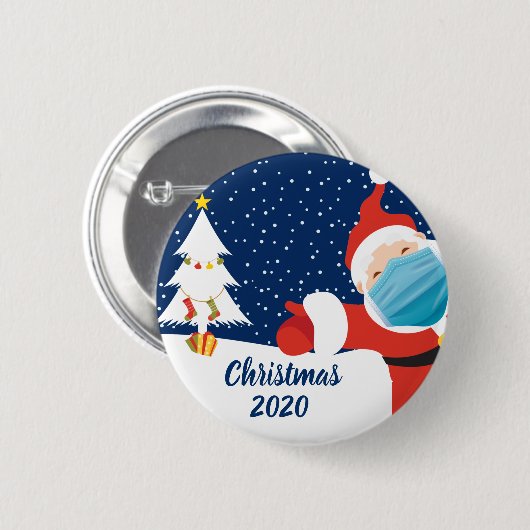 おもしろいクリスマスサンタクロース顔マスク 缶バッジ (正面&裏面)