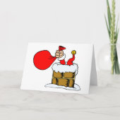 おもしろいクリスマスサンタクロースChimneyユーモアの休日 シーズンカード (正面)