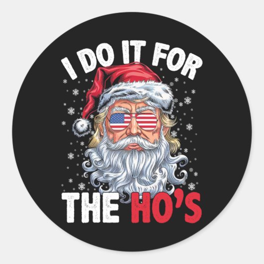 おもしろいクリスマスサンタクロースHos Tr ラウンドシール (正面)