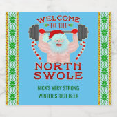 おもしろいクリスマスサンタスワールウエイトリフター自家醸造 ビールラベル (シングルラベル)