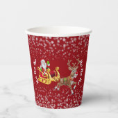 おもしろいクリスマスサンタトナカイそりホホホホホホホー赤 紙コップ (正面)