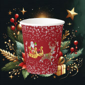 おもしろいクリスマスサンタトナカイそりホホホホホホホー赤 紙コップ