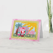 おもしろいクリスマスサンタフラミンゴトレーラー シーズンカード (正面)