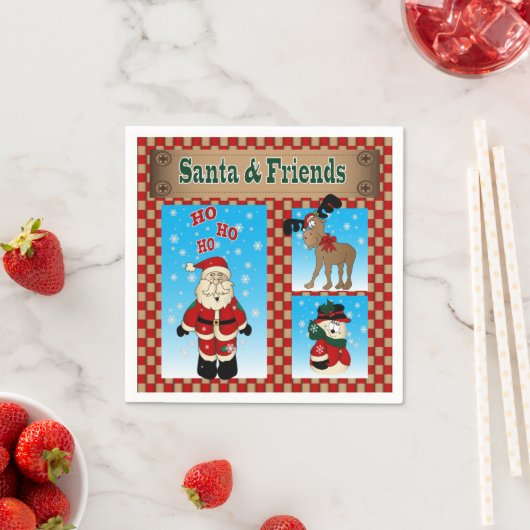 おもしろいクリスマスサンタフレンズ スタンダードカクテルナプキン (インサイチュ)