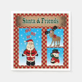 おもしろいクリスマスサンタフレンズ スタンダードカクテルナプキン